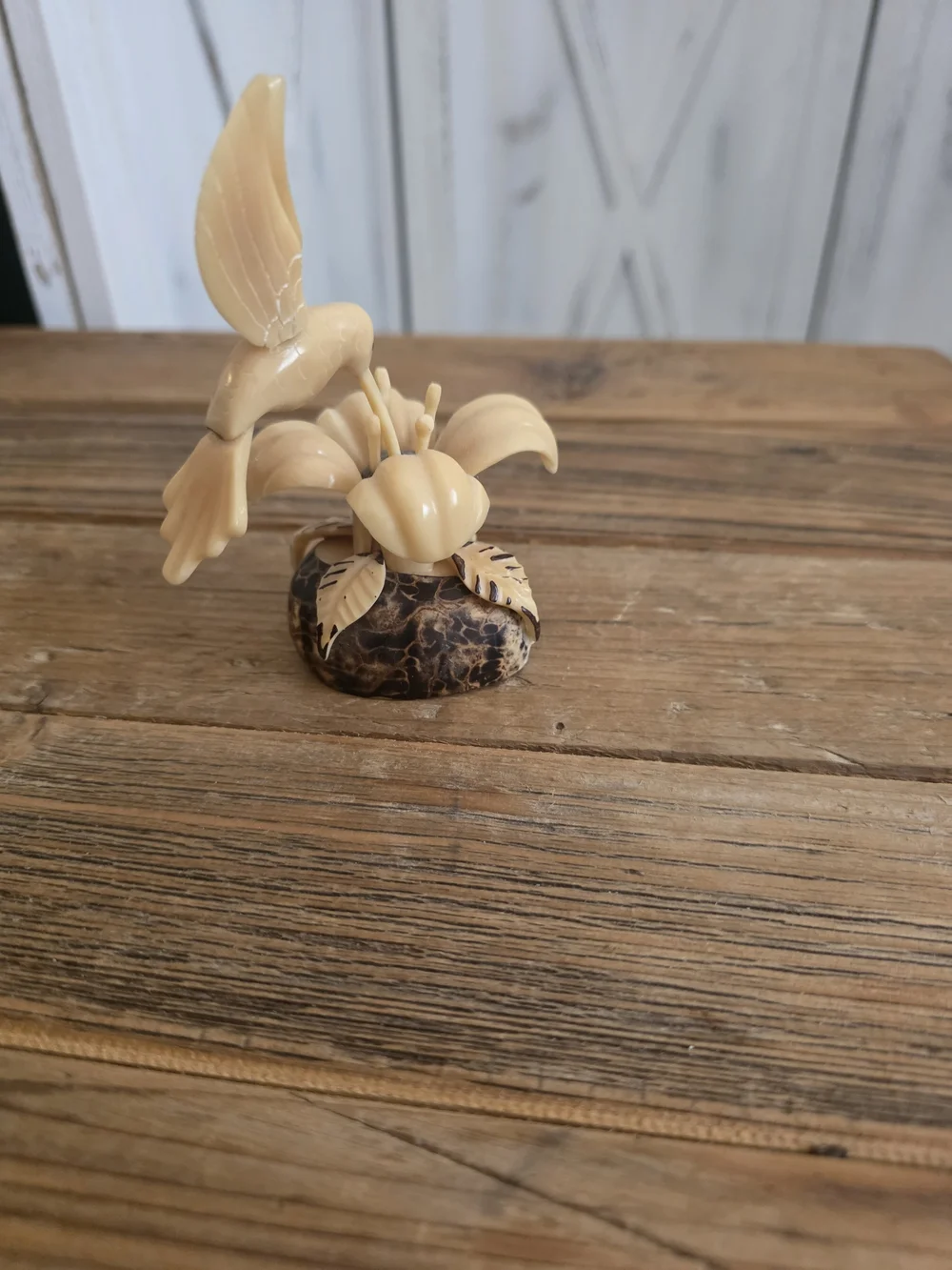Decorative Cream Hummingbird Flower Accent